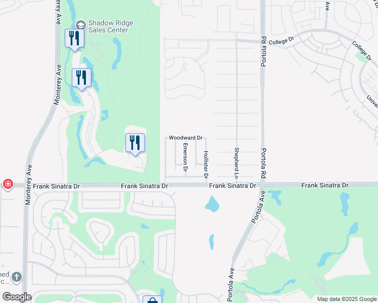 map of restaurants, bars, coffee shops, grocery stores, and more near 37706 Emerson Drive in Palm Desert