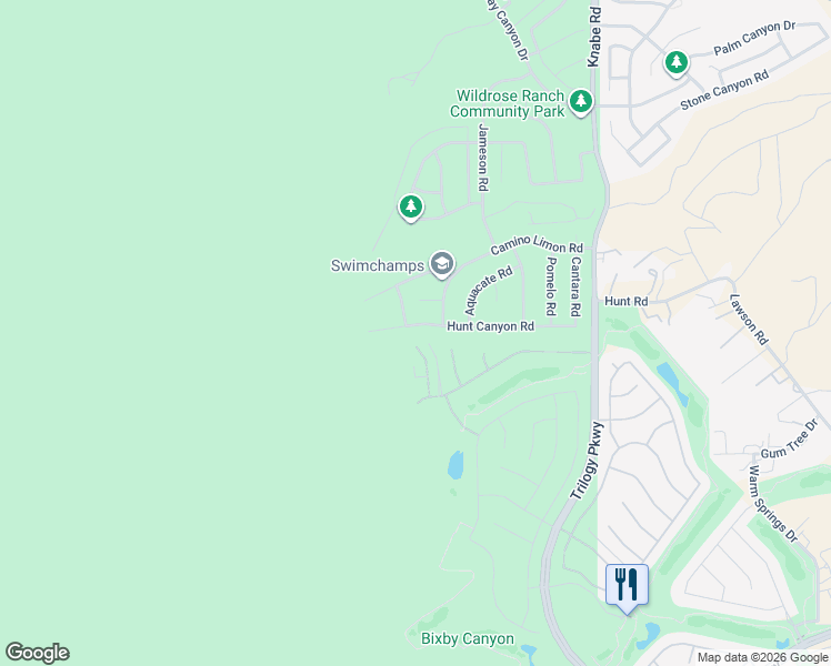 map of restaurants, bars, coffee shops, grocery stores, and more near 8615 Hunt Canyon Road in Corona