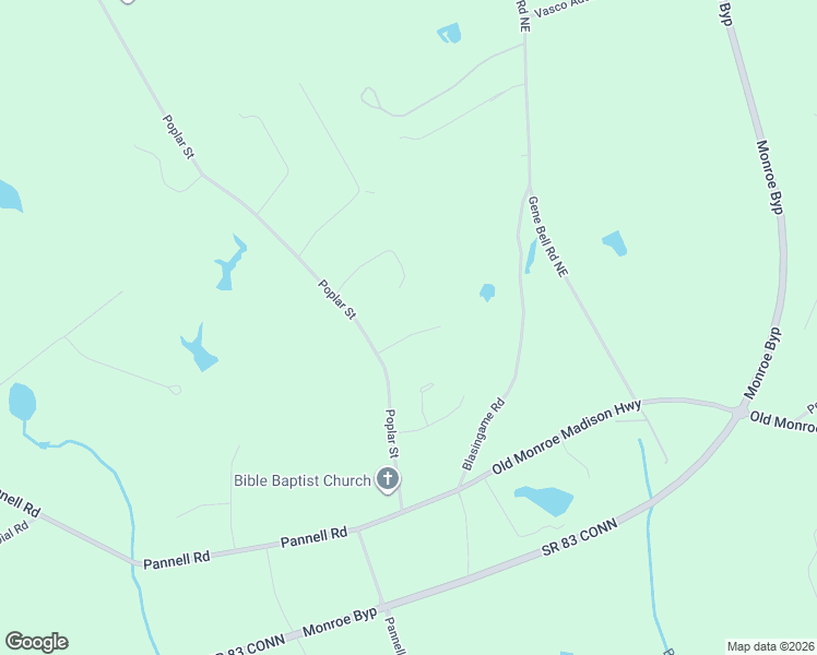 map of restaurants, bars, coffee shops, grocery stores, and more near 206 Poplar Ridge Drive in Monroe