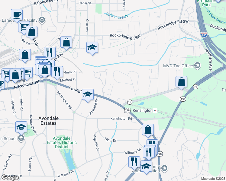 map of restaurants, bars, coffee shops, grocery stores, and more near 696 Emeril Drive in Decatur