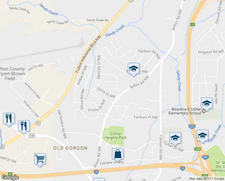map of restaurants, bars, coffee shops, grocery stores, and more near 3650 Croft Place Northwest in Atlanta