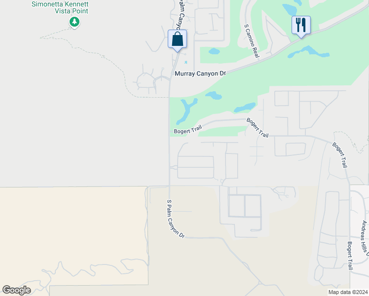 map of restaurants, bars, coffee shops, grocery stores, and more near 850 North Palm Canyon Drive in Palm Springs