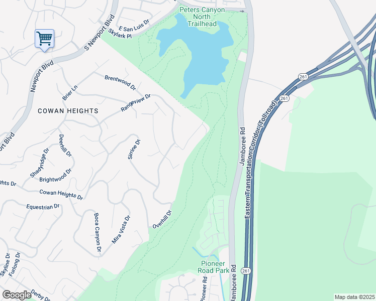 map of restaurants, bars, coffee shops, grocery stores, and more near 9911 Overhill Drive in Santa Ana