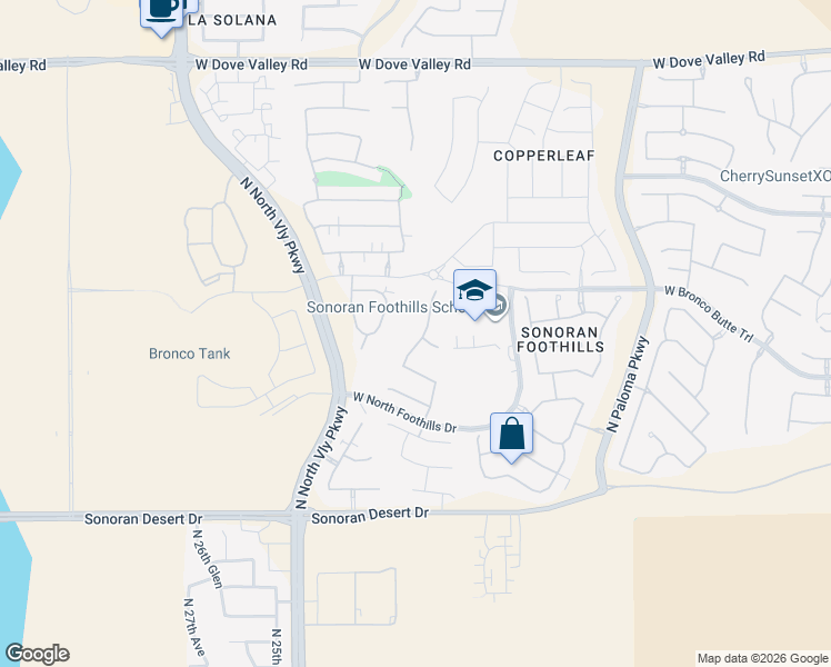 map of restaurants, bars, coffee shops, grocery stores, and more near 32008 North 23rd Avenue in Phoenix