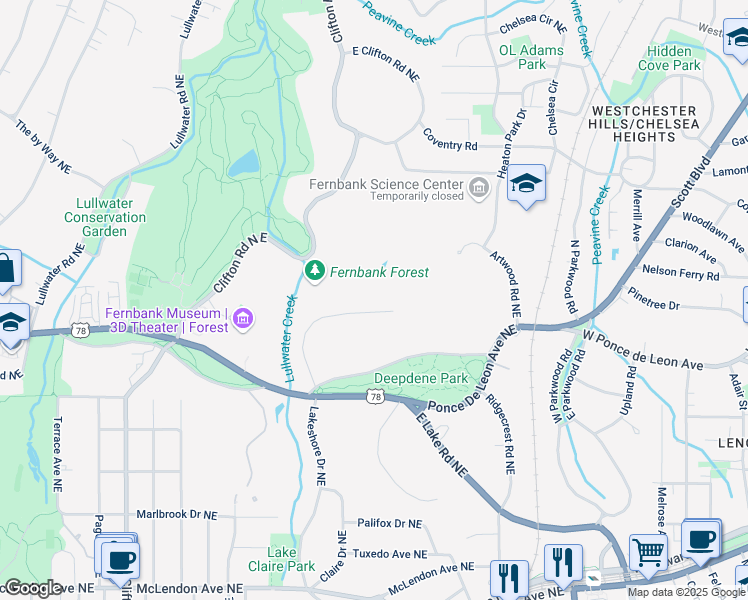 map of restaurants, bars, coffee shops, grocery stores, and more near 922 Barton Woods Road Northeast in Atlanta