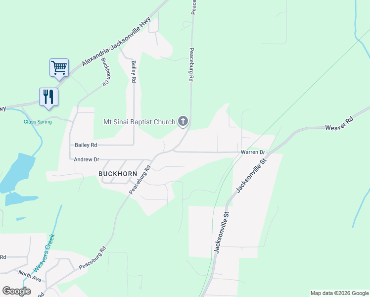 map of restaurants, bars, coffee shops, grocery stores, and more near 2128 Peaceburg Road in Jacksonville