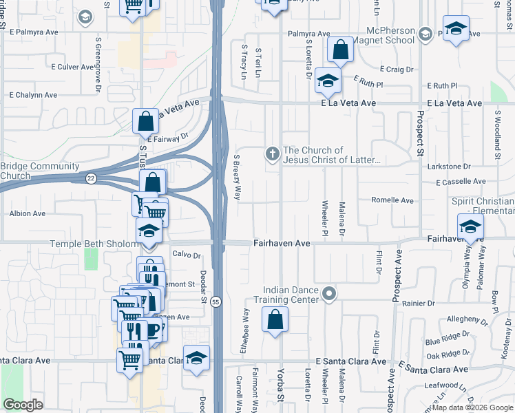map of restaurants, bars, coffee shops, grocery stores, and more near 803 South Lowry Street in Orange