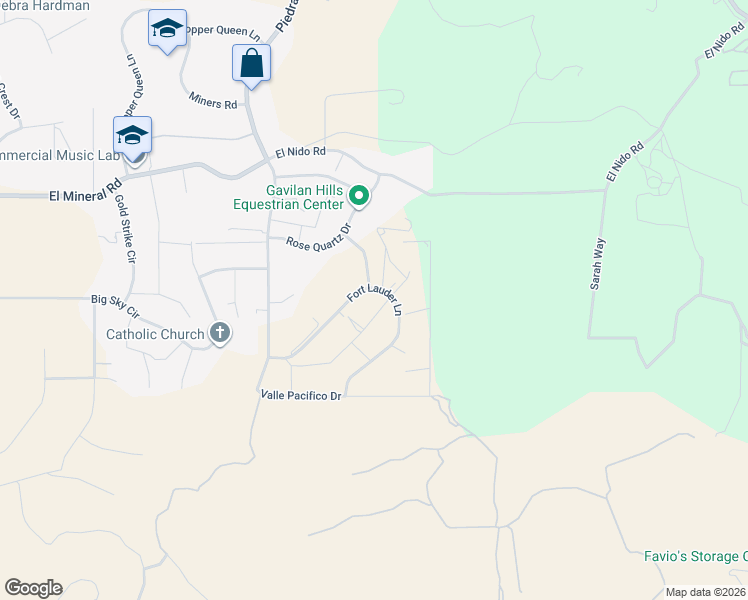 map of restaurants, bars, coffee shops, grocery stores, and more near 18265 Fort Lauder Lane in Perris