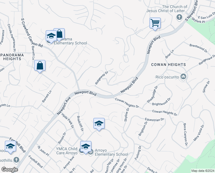 map of restaurants, bars, coffee shops, grocery stores, and more near 10556 Greenbrier Road in Santa Ana