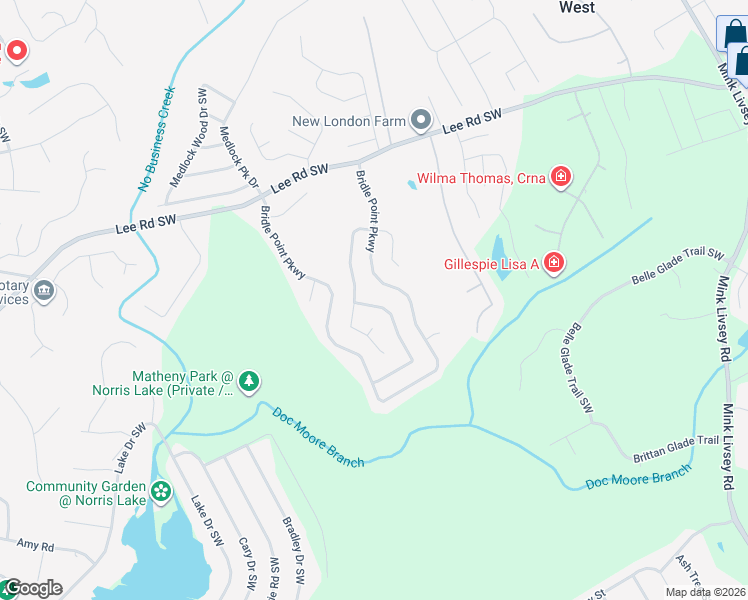 map of restaurants, bars, coffee shops, grocery stores, and more near 4529 Persian Court Southwest in Snellville
