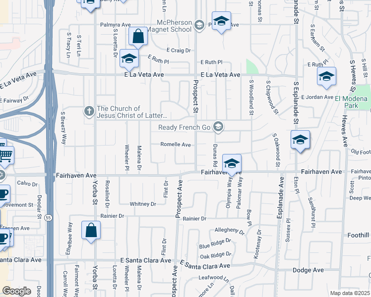 map of restaurants, bars, coffee shops, grocery stores, and more near 17922 Romelle Avenue in Santa Ana