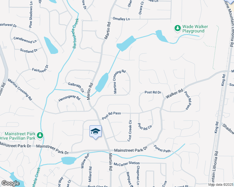 map of restaurants, bars, coffee shops, grocery stores, and more near 5248 Martins Crossing Road in Stone Mountain