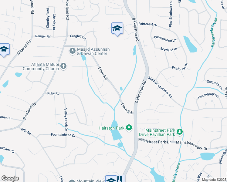 map of restaurants, bars, coffee shops, grocery stores, and more near 4819 Elam Road in Stone Mountain