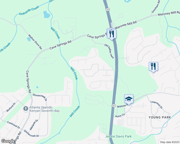 map of restaurants, bars, coffee shops, grocery stores, and more near 911 Mcduffie Circle in Douglasville