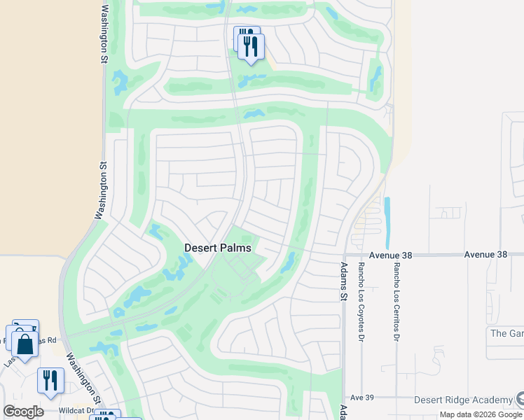 map of restaurants, bars, coffee shops, grocery stores, and more near 78532 Autumn Lane in Palm Desert