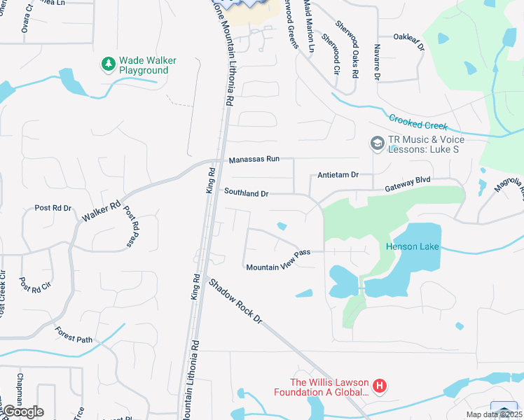 map of restaurants, bars, coffee shops, grocery stores, and more near 5610 Mountain Meadow Court in Stone Mountain