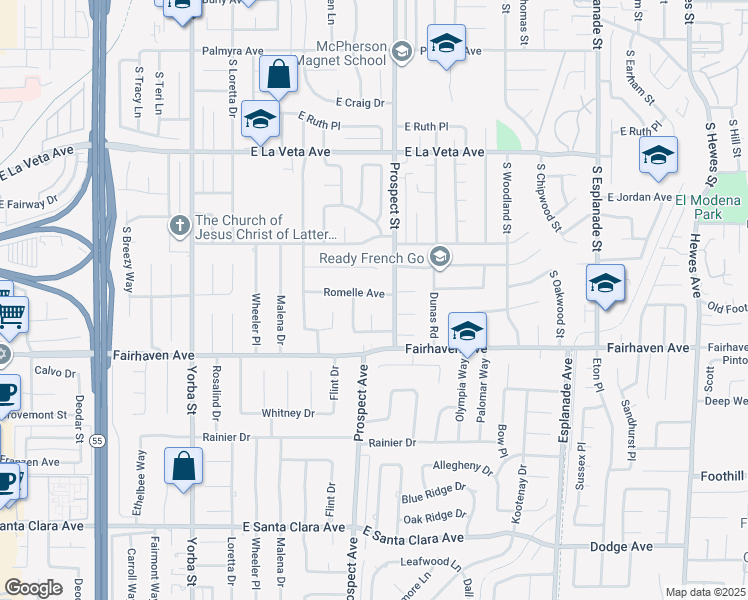 map of restaurants, bars, coffee shops, grocery stores, and more near 17922 Romelle Avenue in Santa Ana