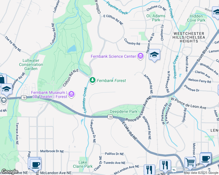 map of restaurants, bars, coffee shops, grocery stores, and more near 922 Barton Woods Road Northeast in Atlanta