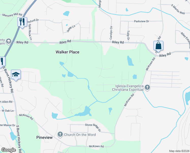 map of restaurants, bars, coffee shops, grocery stores, and more near 1055 Ivy Brooke Drive in Douglasville
