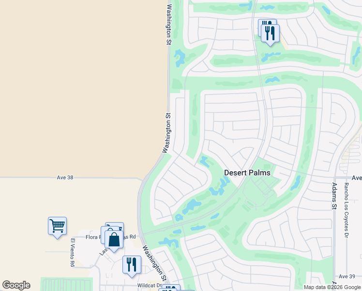 map of restaurants, bars, coffee shops, grocery stores, and more near 37677 Mojave Sage Street in Palm Desert