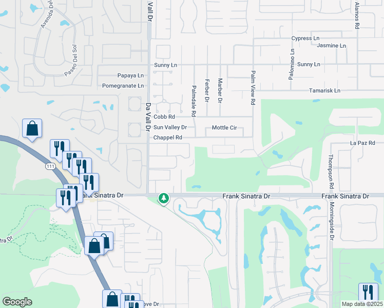 map of restaurants, bars, coffee shops, grocery stores, and more near 1421 Tamarisk West Street in Rancho Mirage