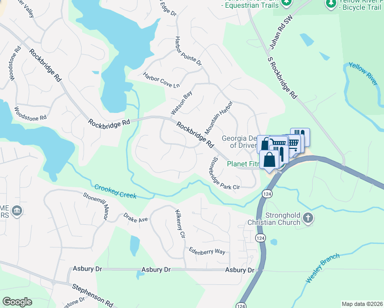 map of restaurants, bars, coffee shops, grocery stores, and more near 684 Ridge Way in Lithonia