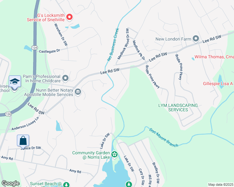map of restaurants, bars, coffee shops, grocery stores, and more near 4477 James Wade Drive in Snellville