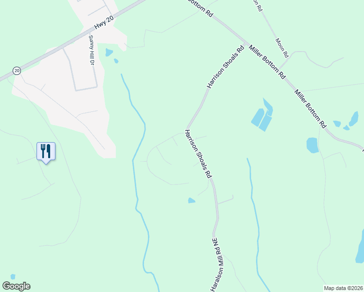 map of restaurants, bars, coffee shops, grocery stores, and more near 608 Harris Court in Conyers