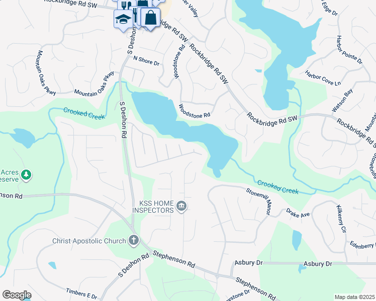 map of restaurants, bars, coffee shops, grocery stores, and more near 852 Shore Drive in Lithonia