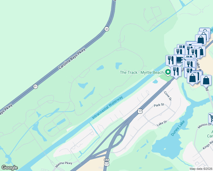 map of restaurants, bars, coffee shops, grocery stores, and more near 9684 Ravello Court in Myrtle Beach