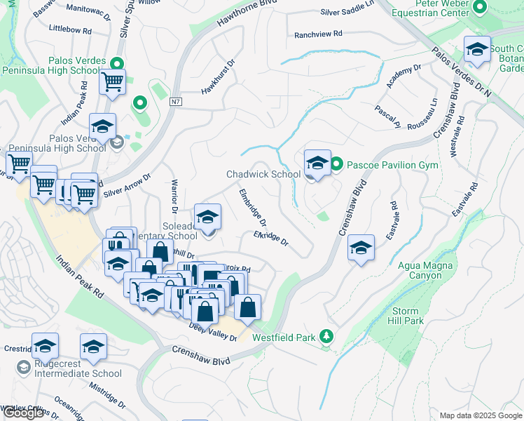 map of restaurants, bars, coffee shops, grocery stores, and more near 27502 Elmbridge Drive in Rancho Palos Verdes
