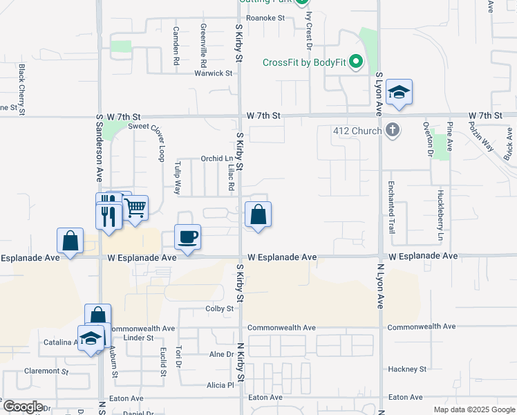 map of restaurants, bars, coffee shops, grocery stores, and more near 1853 Paradise Way in San Jacinto