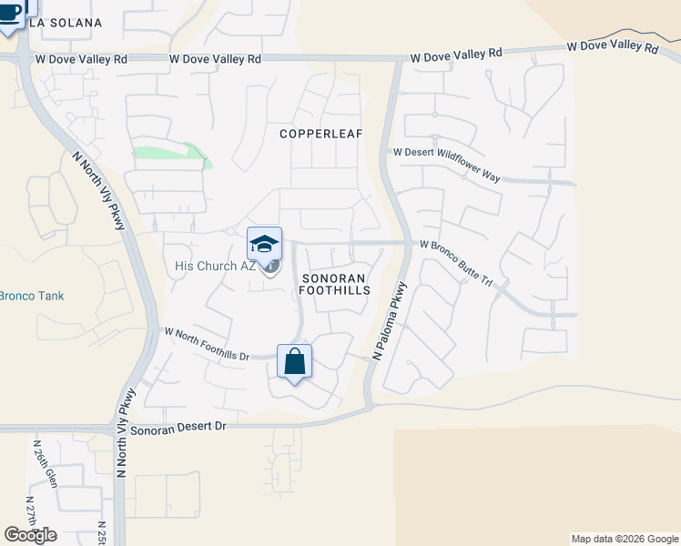 map of restaurants, bars, coffee shops, grocery stores, and more near 2011 West White Pine Drive in Phoenix