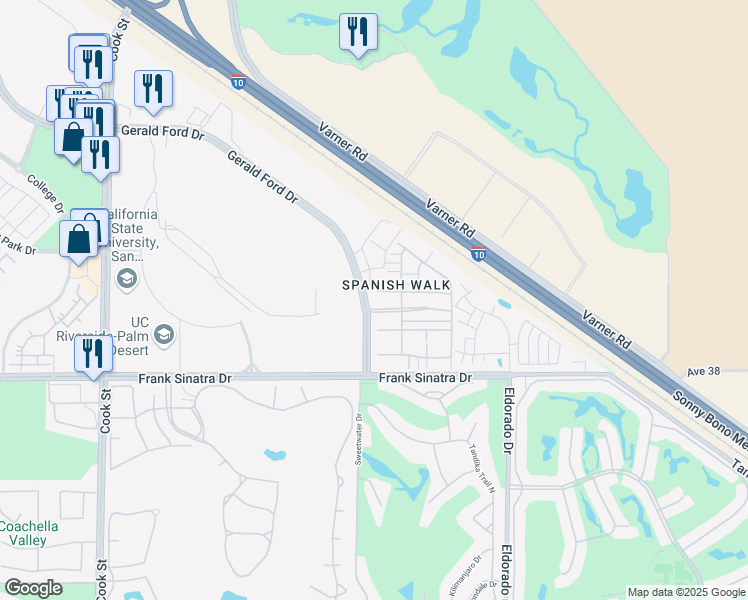 map of restaurants, bars, coffee shops, grocery stores, and more near 214 Paseo Gusto in Palm Desert