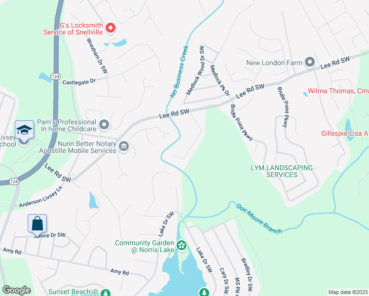 map of restaurants, bars, coffee shops, grocery stores, and more near 4477 James Wade Drive in Snellville