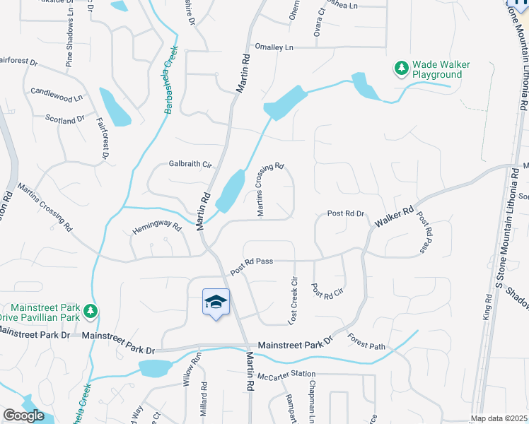 map of restaurants, bars, coffee shops, grocery stores, and more near 5482 Martins Crossing Road in Stone Mountain