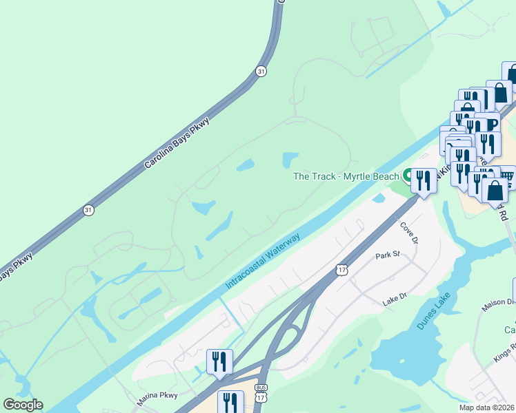 map of restaurants, bars, coffee shops, grocery stores, and more near 9684 Ravello Court in Myrtle Beach