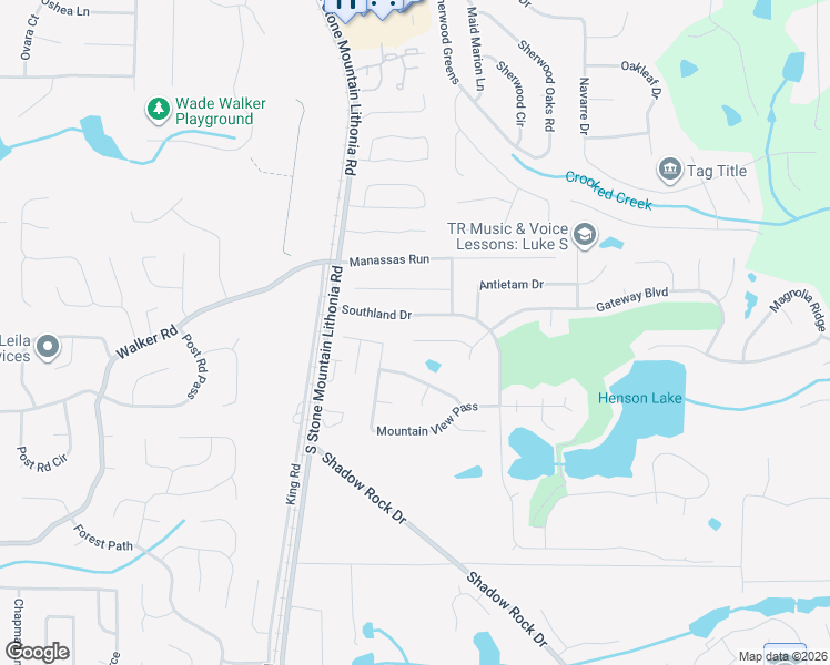 map of restaurants, bars, coffee shops, grocery stores, and more near 5618 Mountain Meadow Ct in Stone Mountain