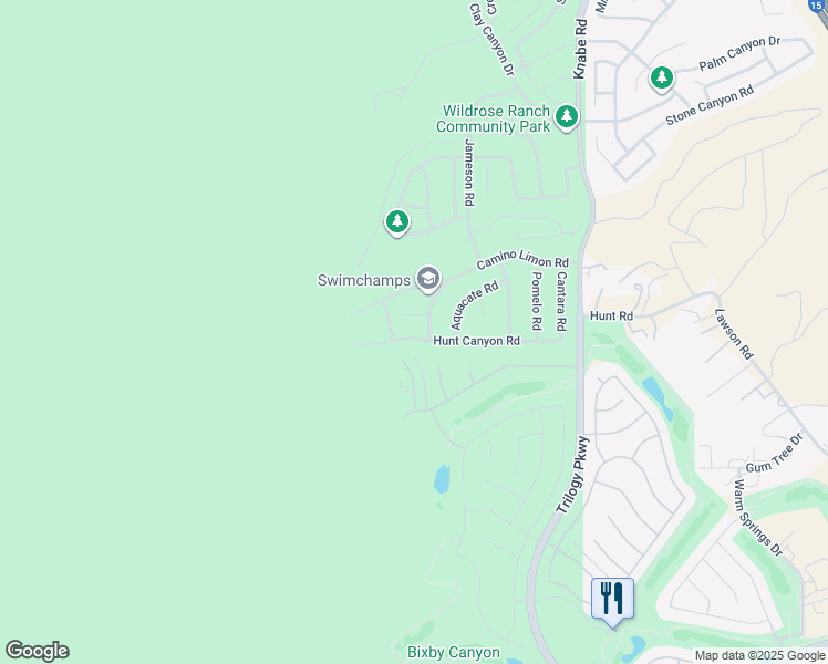 map of restaurants, bars, coffee shops, grocery stores, and more near 8634 Hunt Canyon Road in Corona