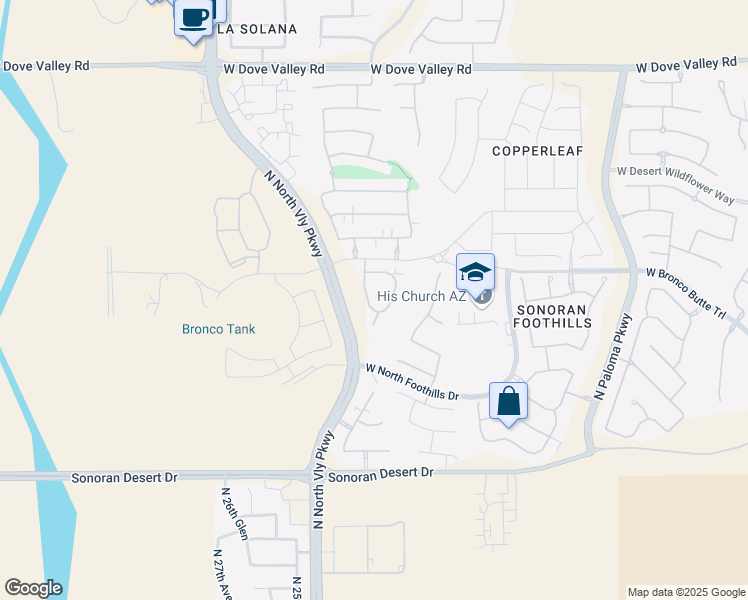 map of restaurants, bars, coffee shops, grocery stores, and more near 2326 North North Foothills Drive in Phoenix