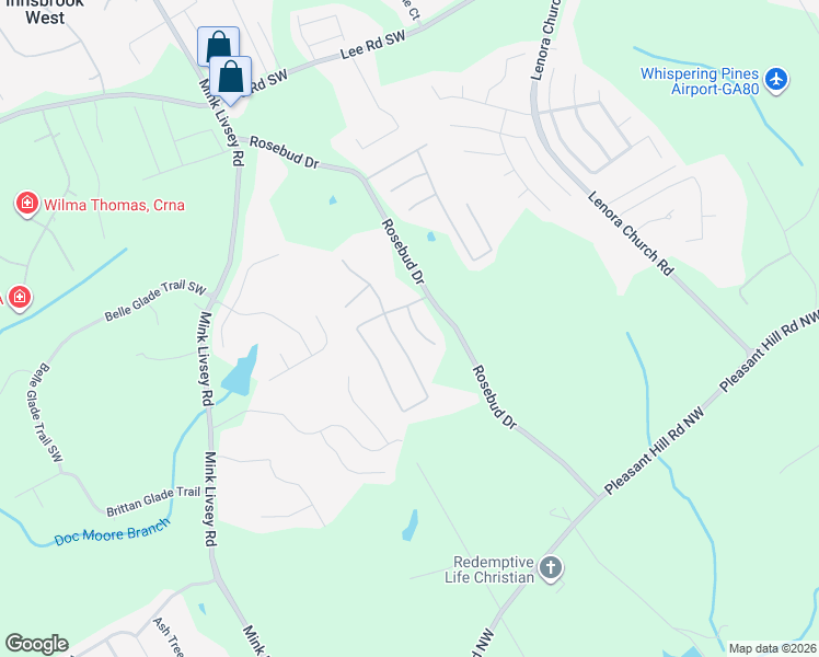 map of restaurants, bars, coffee shops, grocery stores, and more near 4835 Medlock Trail Court Southwest in Snellville