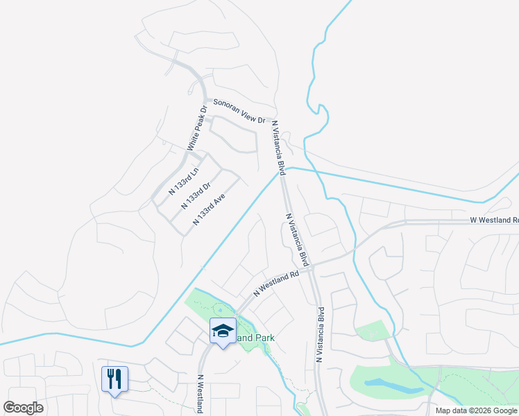 map of restaurants, bars, coffee shops, grocery stores, and more near 32247 North 132nd Avenue in Peoria