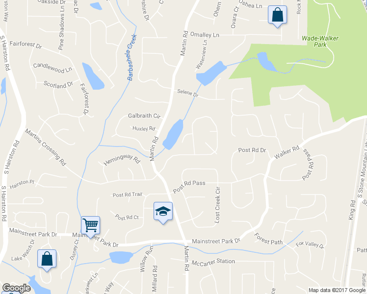 map of restaurants, bars, coffee shops, grocery stores, and more near 699 Millay Court in Stone Mountain