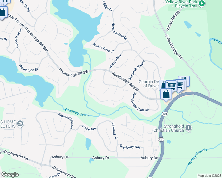 map of restaurants, bars, coffee shops, grocery stores, and more near 692 Bridge Way in Lithonia