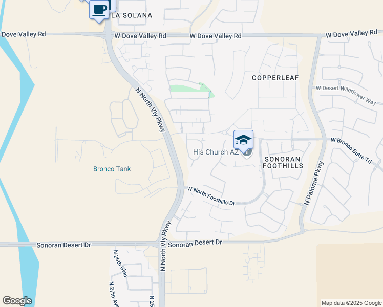 map of restaurants, bars, coffee shops, grocery stores, and more near 2326 North North Foothills Drive in Phoenix