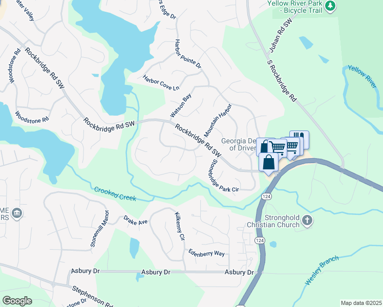 map of restaurants, bars, coffee shops, grocery stores, and more near 684 Ridge Way in Lithonia