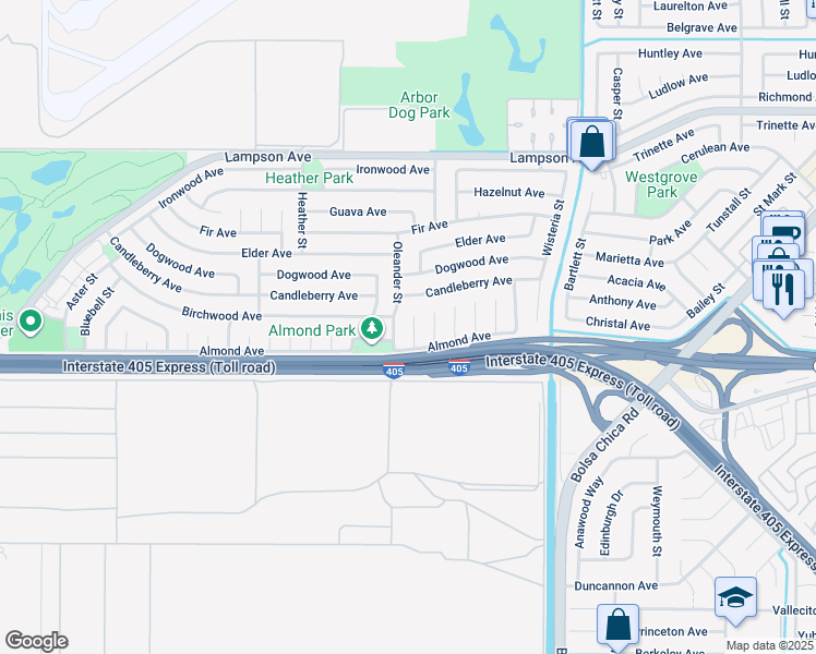 map of restaurants, bars, coffee shops, grocery stores, and more near 3561 Pansy Circle in Seal Beach
