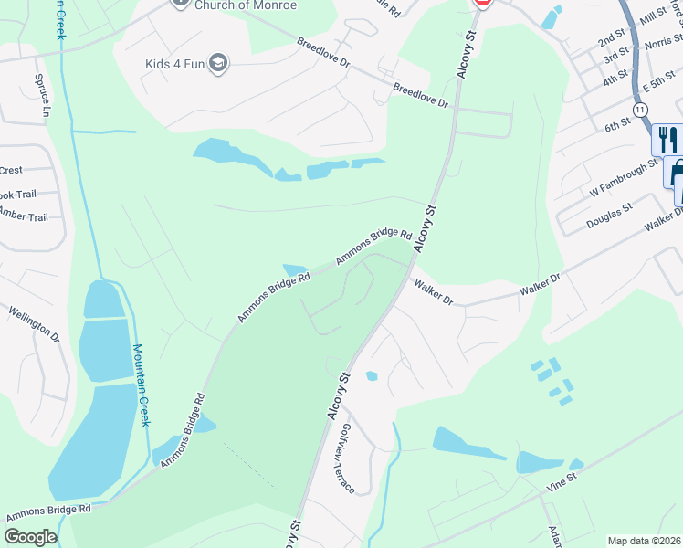 map of restaurants, bars, coffee shops, grocery stores, and more near 920 Clubside Drive in Monroe