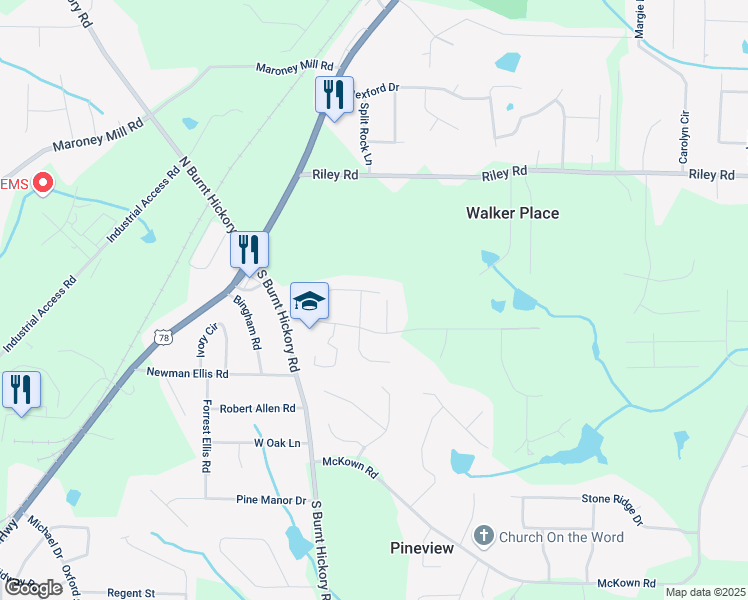 map of restaurants, bars, coffee shops, grocery stores, and more near 3947 Spring Terrace in Douglasville
