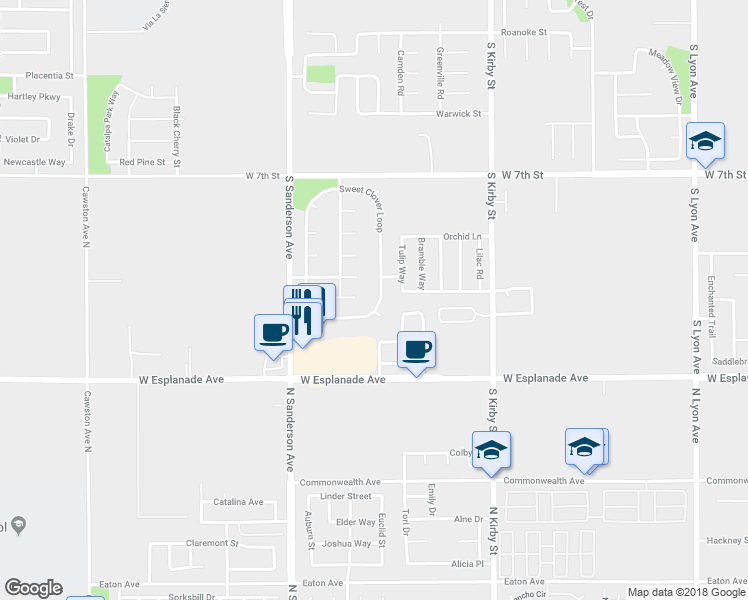 map of restaurants, bars, coffee shops, grocery stores, and more near 748 Sweet Clover Loop in San Jacinto